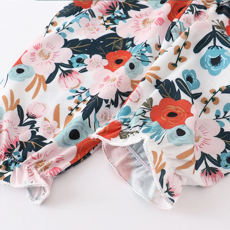 Baby Girl Clothes Set Fashion Newborn Infant Outfit Floral Ruffles Romper Top Pants Headband 3Pcs For New Born Toddler Clothing