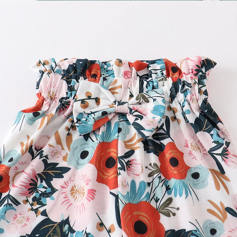 Baby Girl Clothes Set Fashion Newborn Infant Outfit Floral Ruffles Romper Top Pants Headband 3Pcs For New Born Toddler Clothing