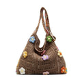 Knitted Bag Summer Beach Bag Forest-inspired Boho Crochet Bag Flowers Knitted Handbags Crossbody Shoulder Ladies Fashion Bag