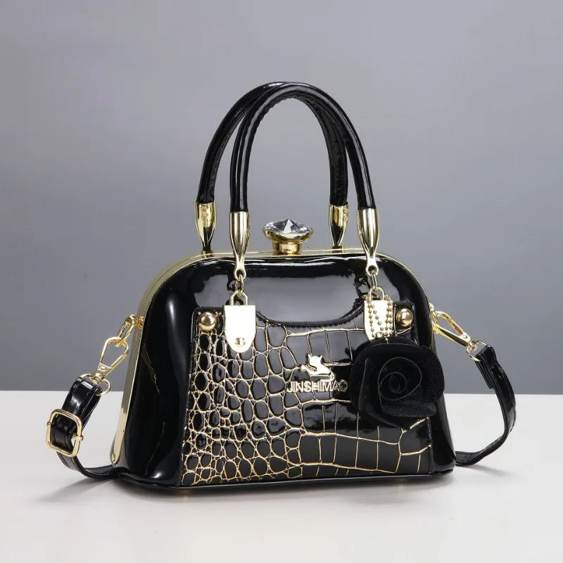Elegant Clutch Bag New 2025 Luxury Banquet Bags with Rose Pendant Women Luxury Evening Handbags Party Clutches Shoulder Bags
