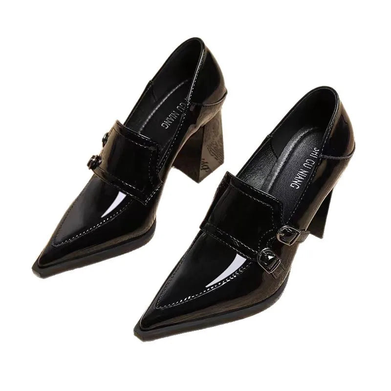 High Heels, 2026 Spring and Autumn New Collection, Women's Leather Shoes, Coarse Single Shoes, Patent Leather Versatile Shoes