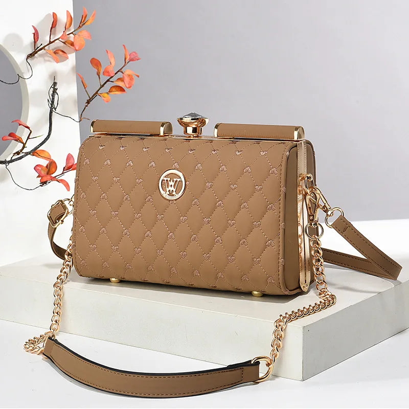 New Women Handbags Fashion Embossed Craftsmanship Portable Shoulder Bag Top-handle Diamond Ladies Bag Wedding Party Bags Women