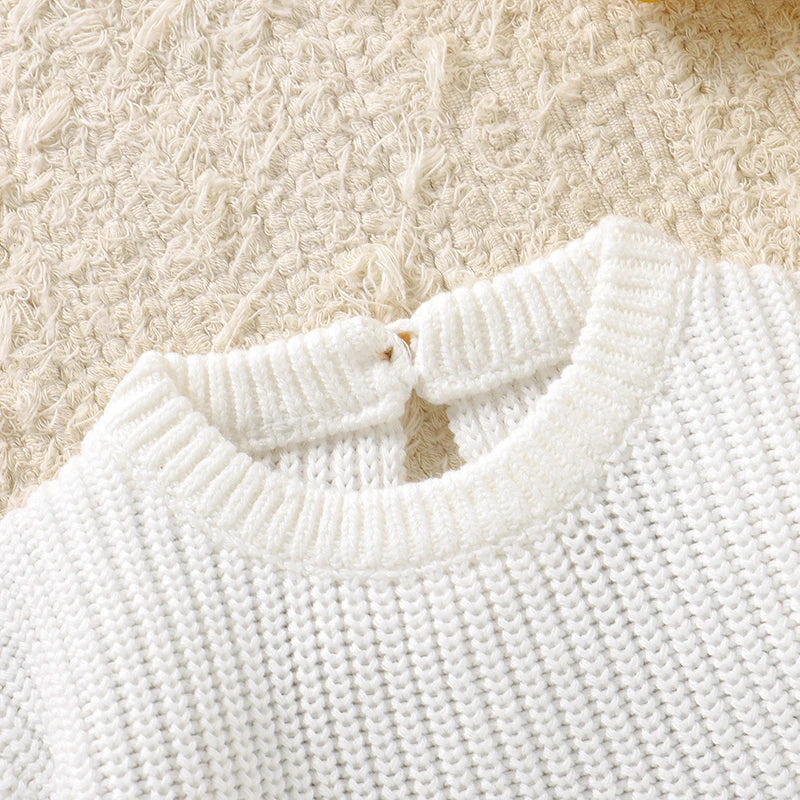 Baby Girls Clothes 0-3M White Long Sleeve Knitted Newborn Infant Babies Onesie Outfits Spring Fall Winter Toddler Kids Jumpsuits