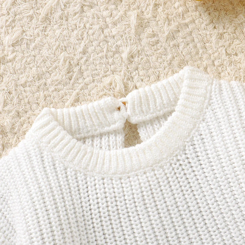 Baby Girls Clothes 0-3M White Long Sleeve Knitted Newborn Infant Babies Onesie Outfits Spring Fall Winter Toddler Kids Jumpsuits
