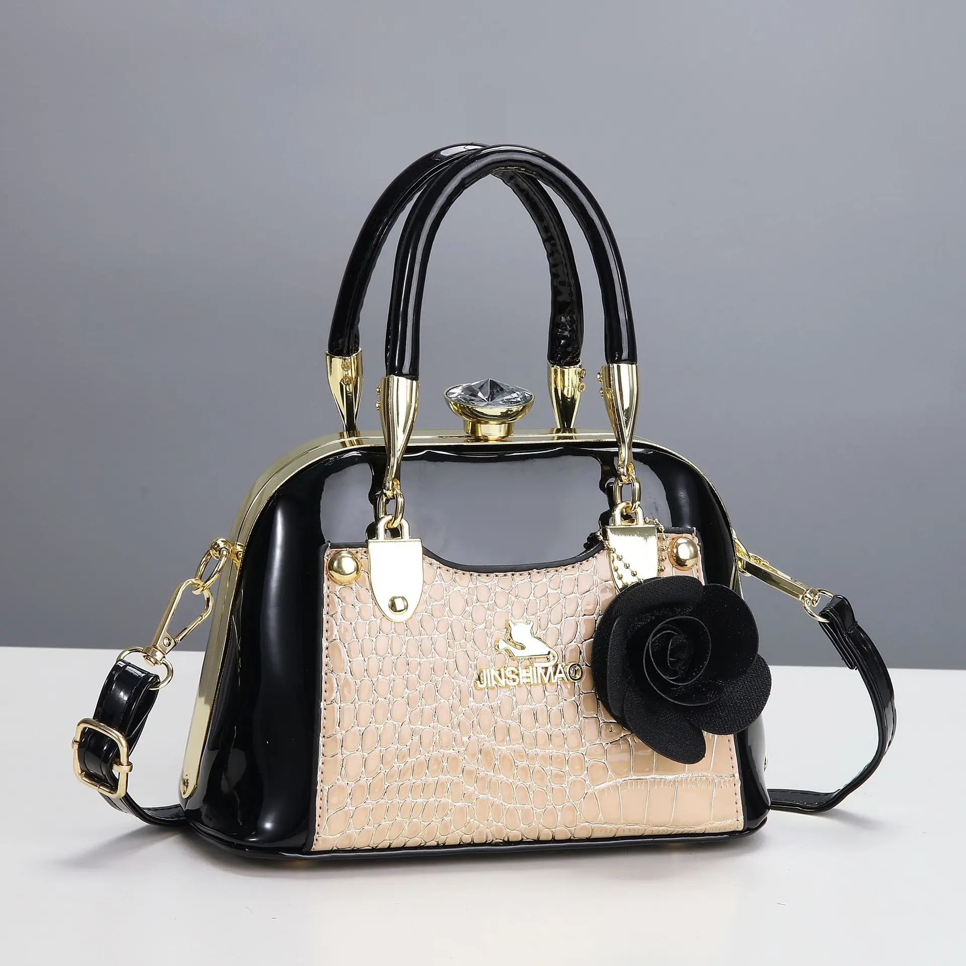 Elegant Clutch Bag New 2025 Luxury Banquet Bags with Rose Pendant Women Luxury Evening Handbags Party Clutches Shoulder Bags