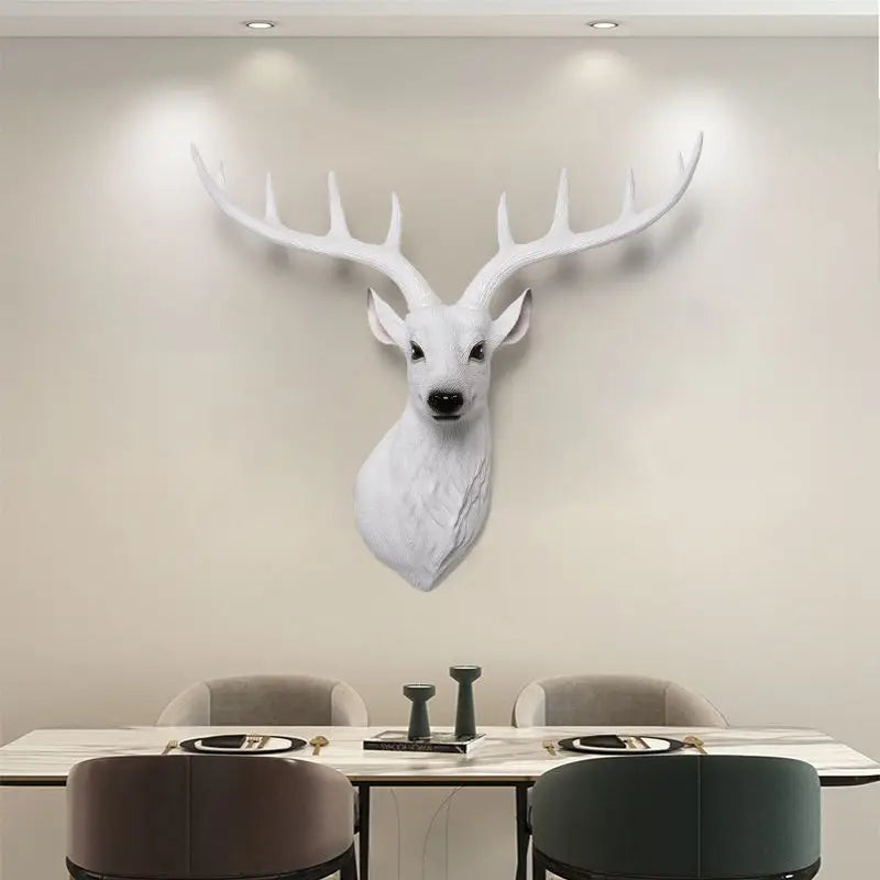 Resin decorative items, American-style living room TV background wall decorations, wealth-attracting deer head wall hangers