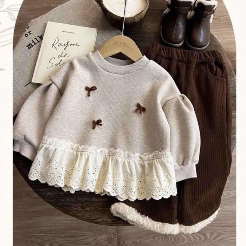 Baby Girls Sweatshirt Autumn Kids Fashion Pullovers Princess Casual Tops 2025 New Toddler Casual Clothing Girl Lace Sweet Coats