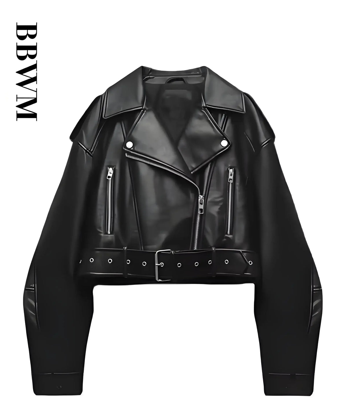 Faux PU Leather Jacket Casual Lady Lapel Zipper Short Leather Jacket High Women's Street Motorcycle Coat Tops