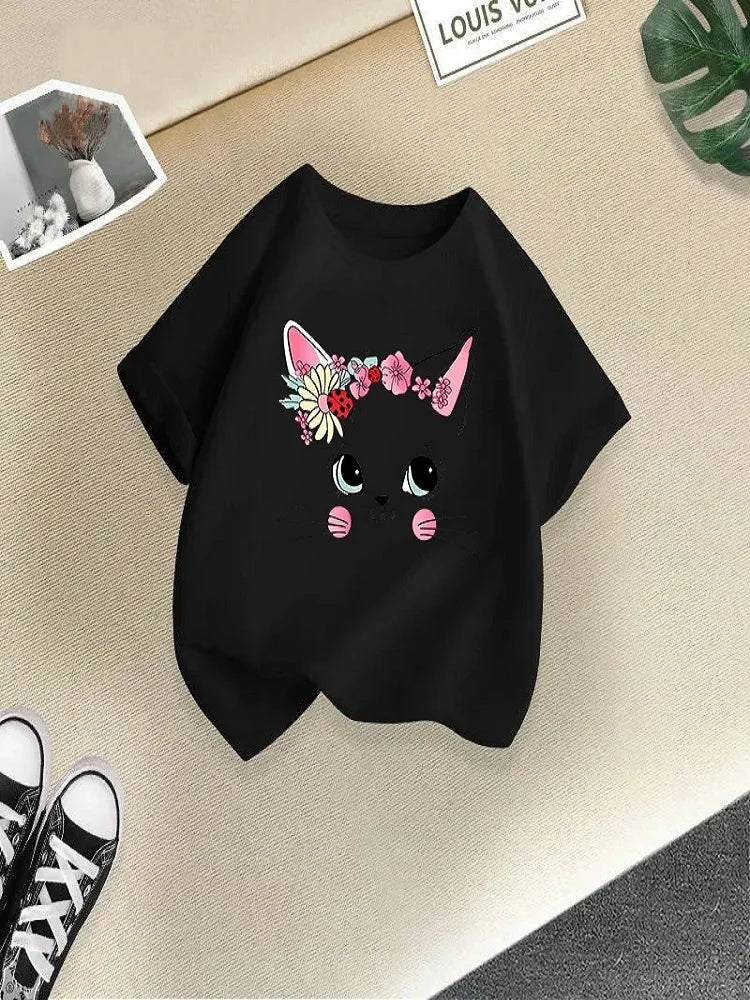 Girls Short Sleeve T-shirt Summer New Children's Top Loose Fashion Short Sleeves Clothes Kids Clothes