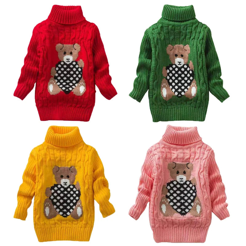 New Boys Girls Sweaters Keep Warm Pullover Winter Autumn Infant Baby Sweater Boy Girl Child Knitted Sweater Turtleneck