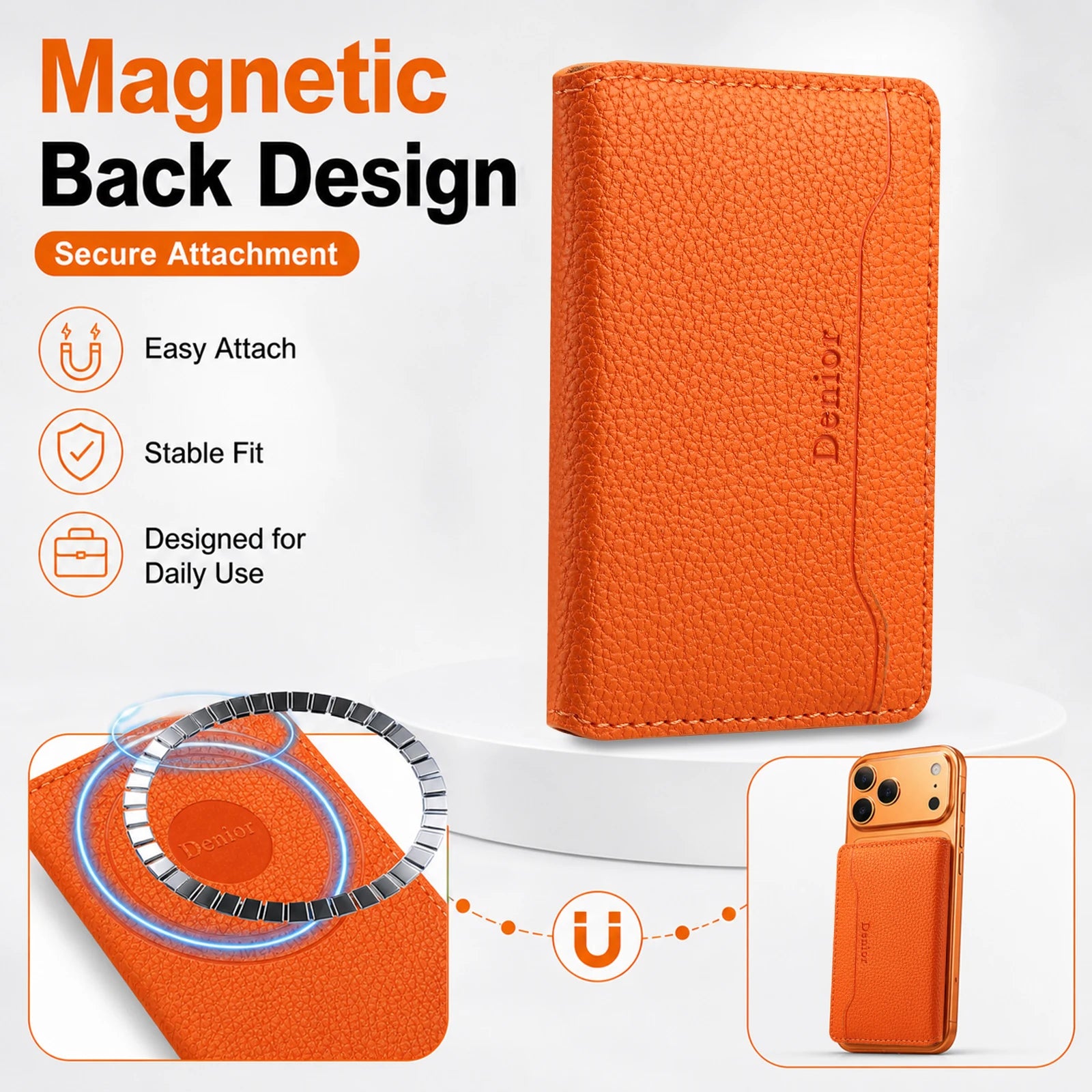 Denior Is Suitable for Phones or Phone Cases with Magnetic Suction Function, Ultra-Thin Magnetic Card Holder with 3 Card Slots