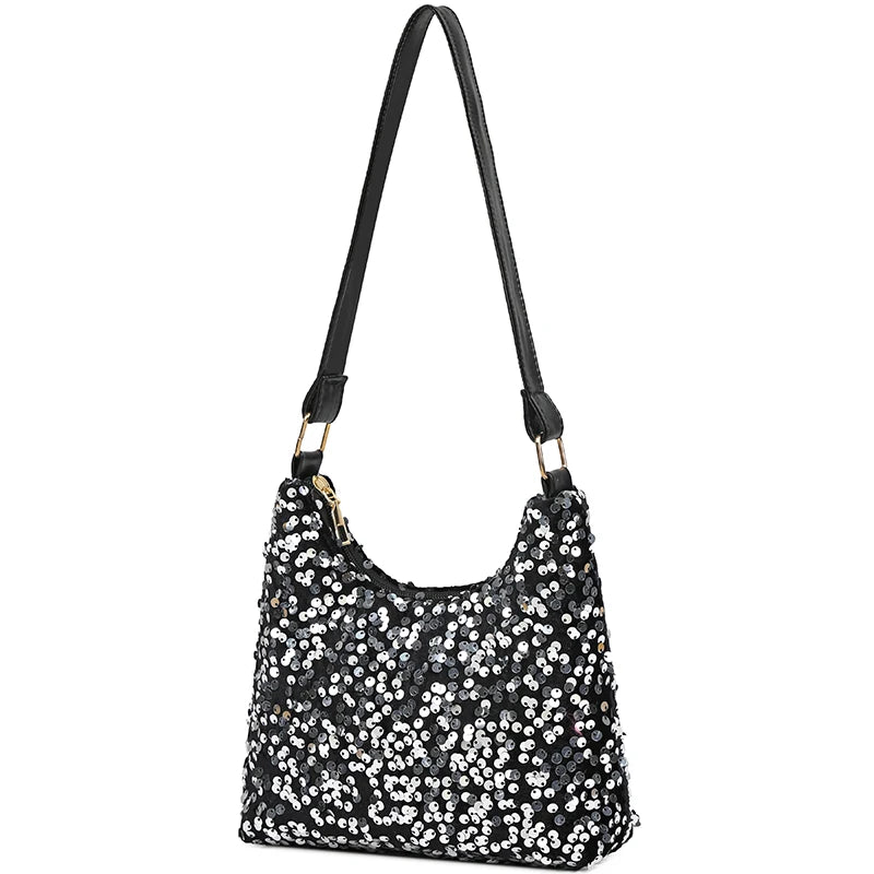 New women's Korean fashion bag with sequin decoration, versatile square shoulder purse, trendy small handbag for daily wear