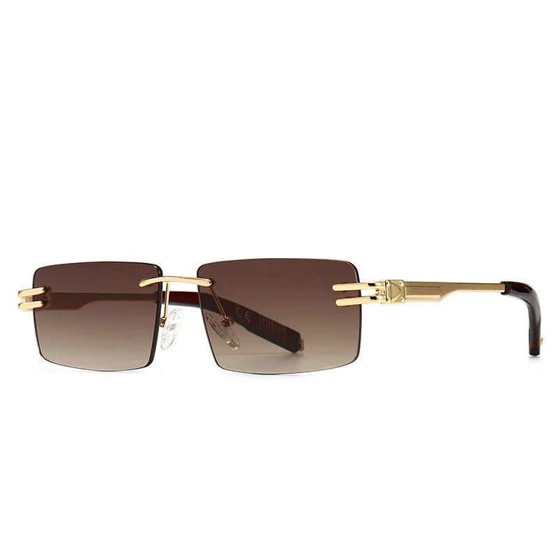 Luxury Small Square Rimless Sunglasses For Women Men Fashion Brand Designer Retro Gradient Shades Trending Sun Glasses UV400