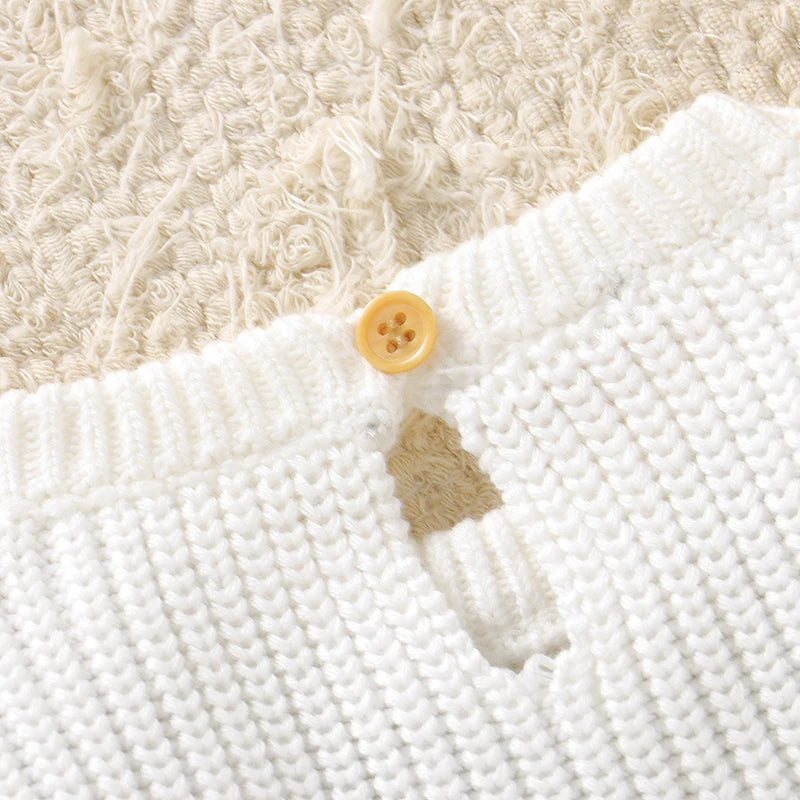 Baby Girls Clothes 0-3M White Long Sleeve Knitted Newborn Infant Babies Onesie Outfits Spring Fall Winter Toddler Kids Jumpsuits