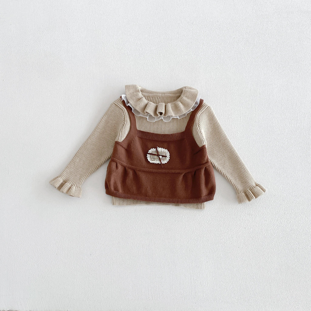 2026 New Autumn and Winter baby Sweater for Girls, Knit Top with doll Neckline, Stylish Upper Wear