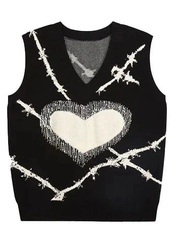 Japan Style Cute Women Sweater Vest Printed Sleeveless Loose Outerwear Knitted Waistcoat 2026 Vintage Y2K Autumn Pullovers Tops