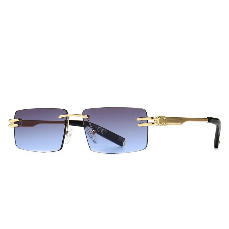 Luxury Small Square Rimless Sunglasses For Women Men Fashion Brand Designer Retro Gradient Shades Trending Sun Glasses UV400