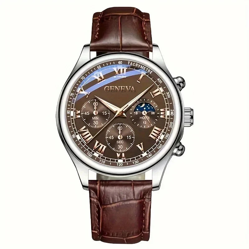 Fashion Roma Dial Men Business Watches  Leather Strap Male's Analog Quartz Wristwatch Relogio Masculino（Without Box）