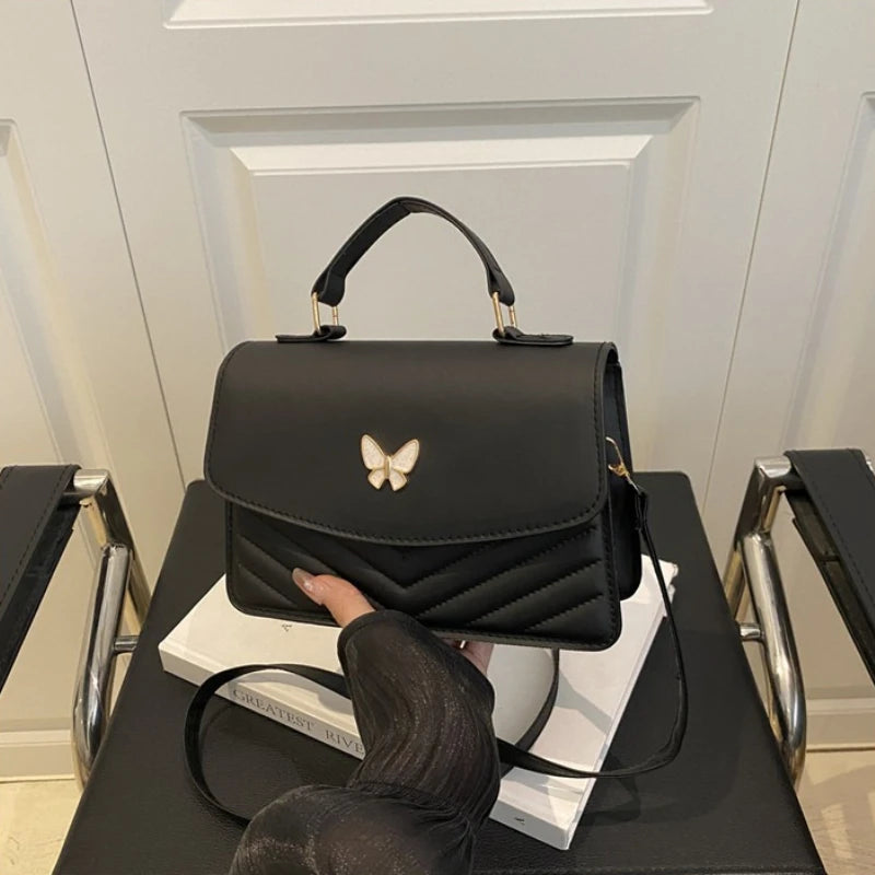 Quilted Crossbody Bags for Women,Gold Butterfly Top Handle Bags,Adjustable Shoulder Strap, Elegant Flap Evening Purse for Dating