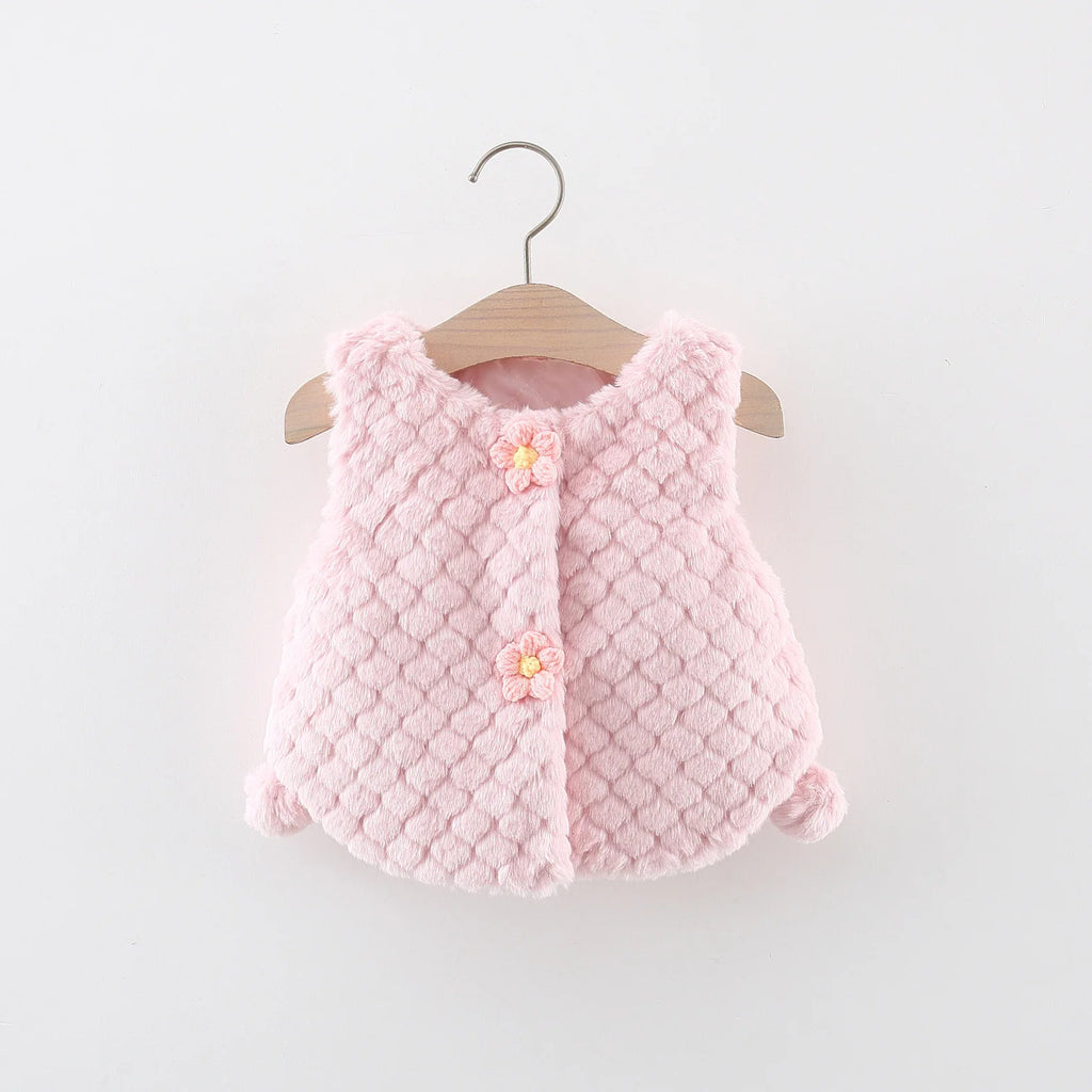 Cute Little Flowers Children Clothes Baby Girl Winter Vest Fashion Toddlers Wear Warm Soft Kids' Costume 0-3 Y Infants Clothing