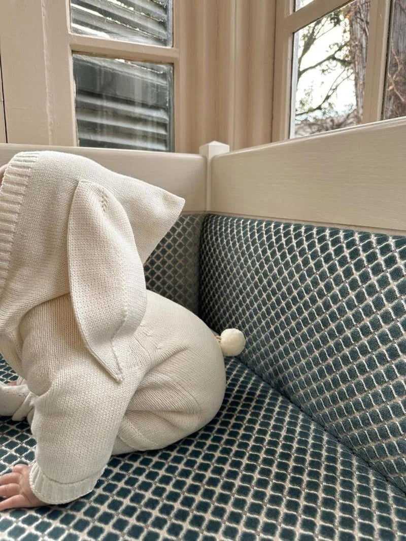 Knitted Baby Clothes Newborn Cute Hooded Baby Girl Boy Romper Clothes With Bunny Ear Cotton Infant Sweater Baby Romper Jumpsuit
