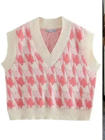 Japan Style Cute Women Sweater Vest Printed Sleeveless Loose Outerwear Knitted Waistcoat 2026 Vintage Y2K Autumn Pullovers Tops
