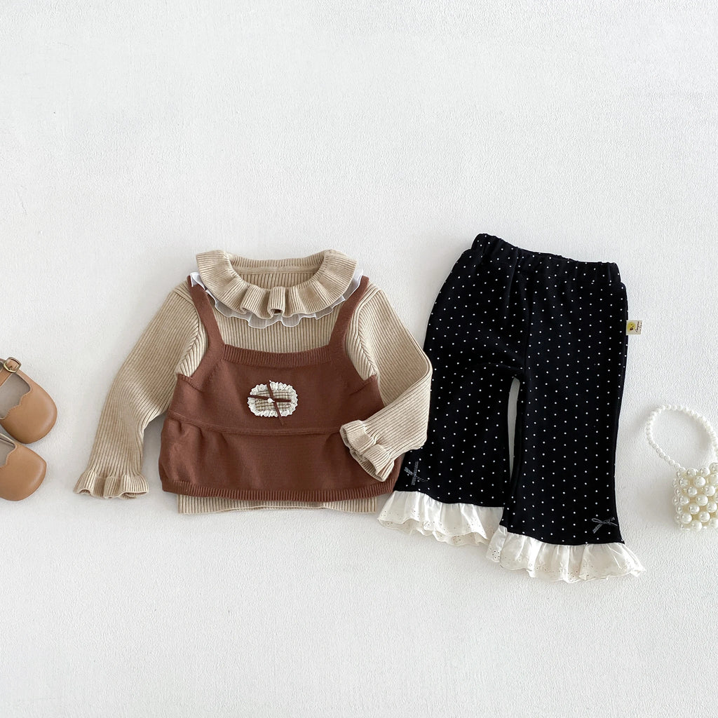 2026 New Autumn and Winter baby Sweater for Girls, Knit Top with doll Neckline, Stylish Upper Wear