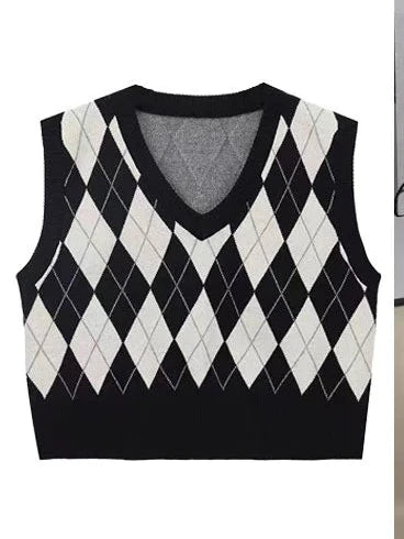 Japan Style Cute Women Sweater Vest Printed Sleeveless Loose Outerwear Knitted Waistcoat 2026 Vintage Y2K Autumn Pullovers Tops