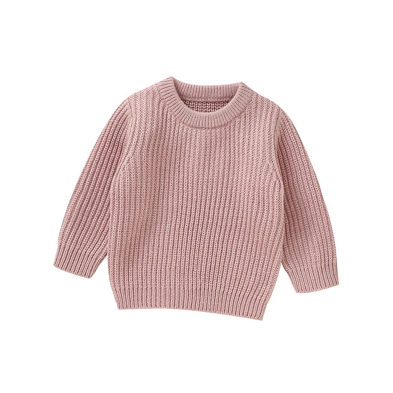 Baby Sweaters Casual Crew Neck Long Sleeve Knitted Newborn Boys Girls Pullovers 1-3Y Infant Unisex Solid Knitwear Toddler Jumper