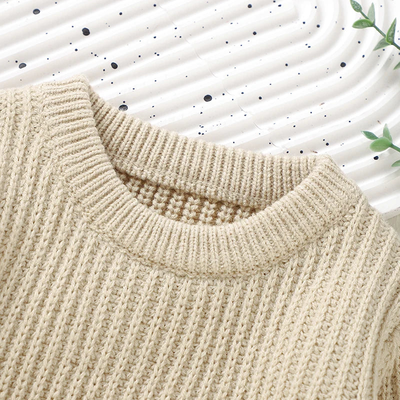 Baby Sweaters Casual Crew Neck Long Sleeve Knitted Newborn Boys Girls Pullovers 1-3Y Infant Unisex Solid Knitwear Toddler Jumper