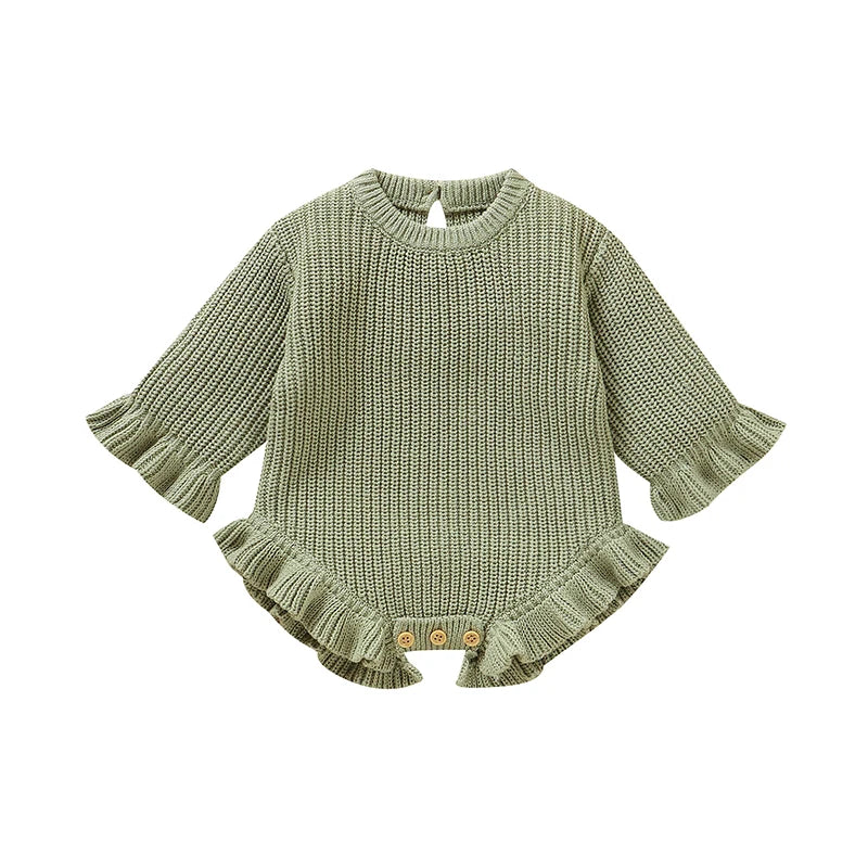 Baby Girls Clothes 0-3M White Long Sleeve Knitted Newborn Infant Babies Onesie Outfits Spring Fall Winter Toddler Kids Jumpsuits