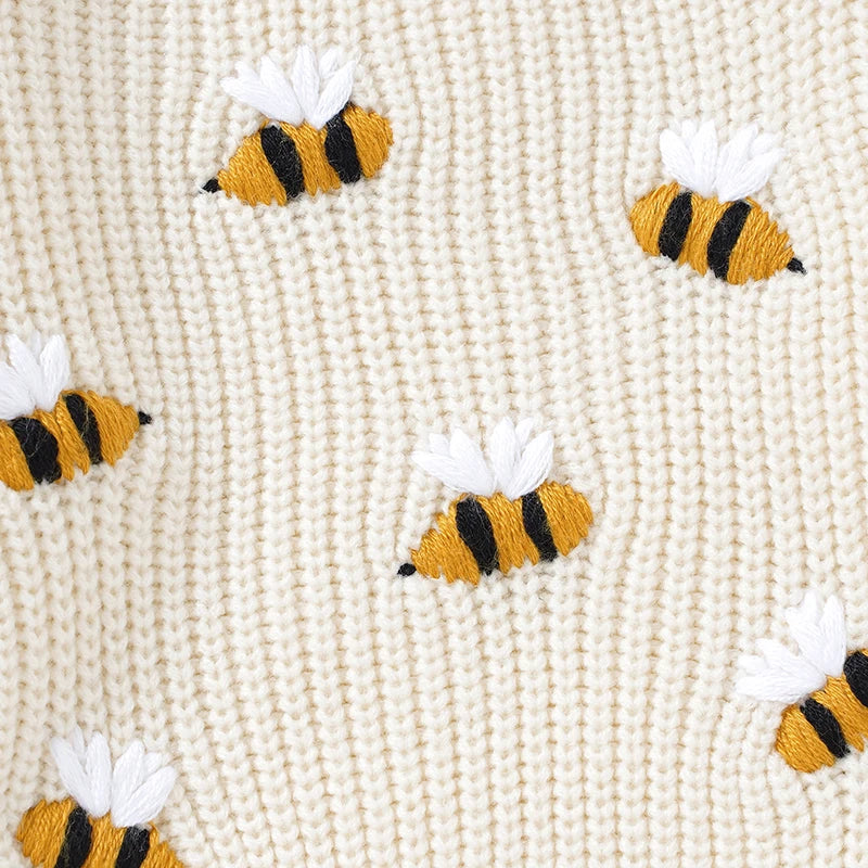 Baby Sweaters Knitted Infant Boys Girls Pullover Fashion Embroidered Bees Newborn Children Clothing Long Sleeve Tops Autumn Warm