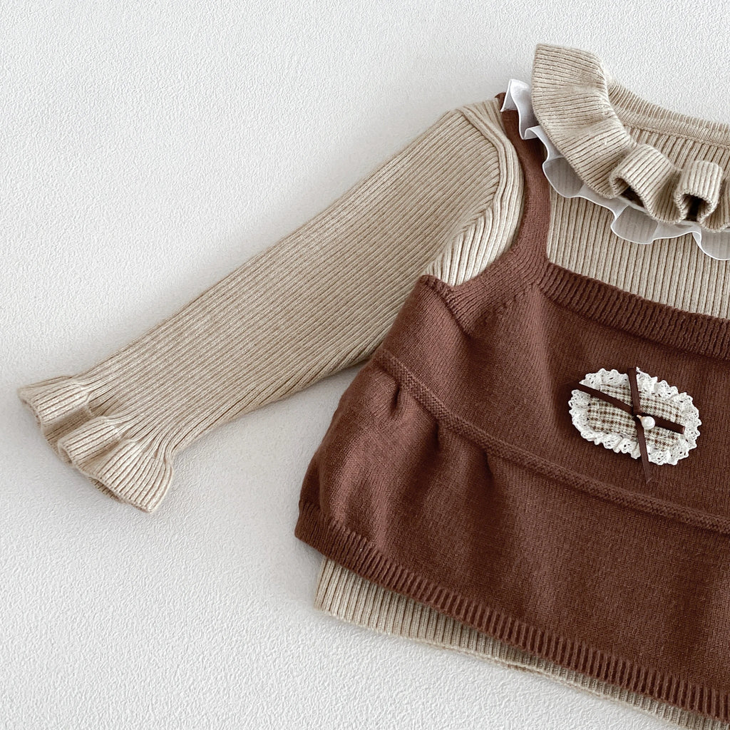 2026 New Autumn and Winter baby Sweater for Girls, Knit Top with doll Neckline, Stylish Upper Wear