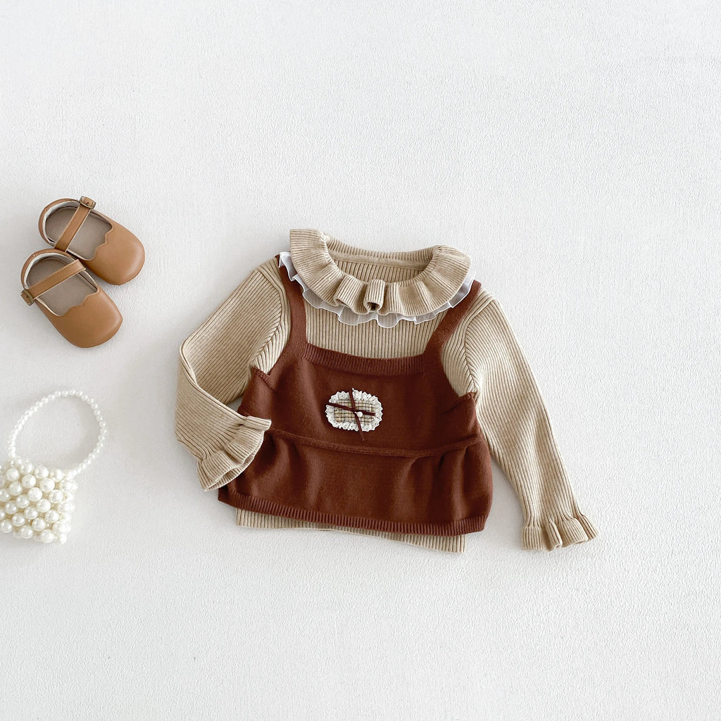 2026 New Autumn and Winter baby Sweater for Girls, Knit Top with doll Neckline, Stylish Upper Wear