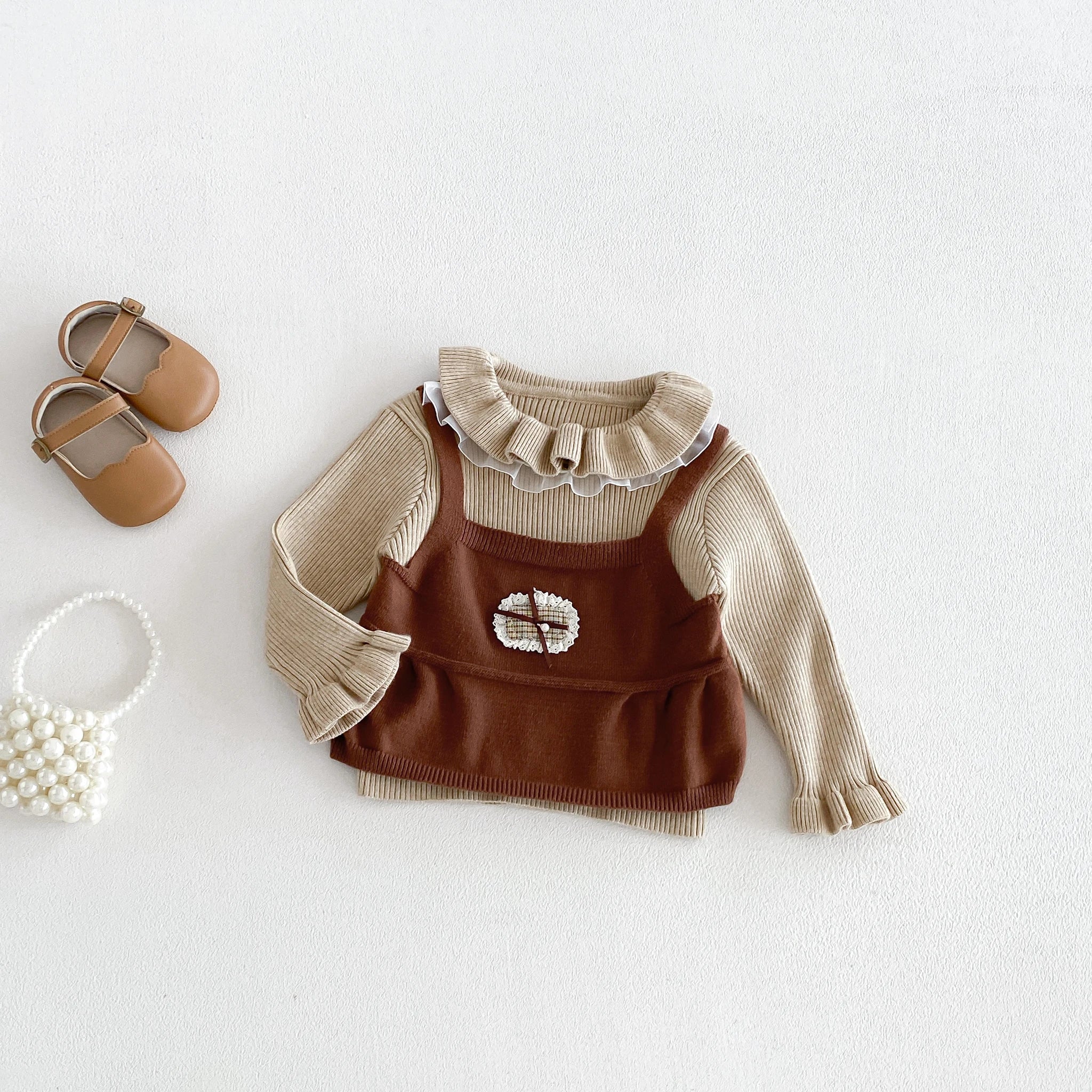 2026 New Autumn and Winter baby Sweater for Girls, Knit Top with doll Neckline, Stylish Upper Wear