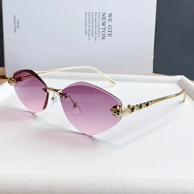 Brand Designer Women's Sunglasses Metal Rimless Design Sunglasses UV400 Sunshade Glasses Women Sunscreen Sun Glasses