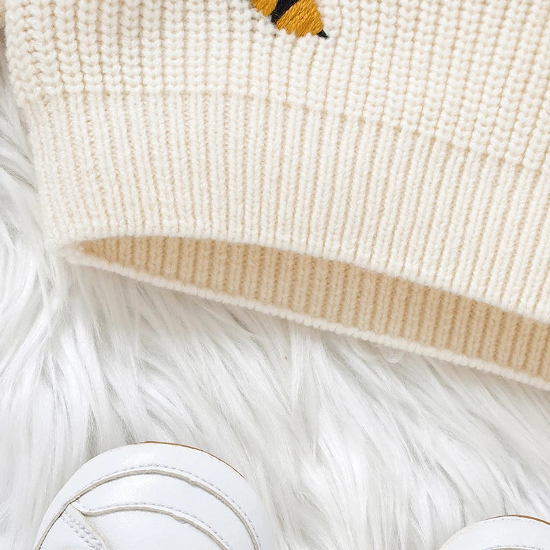 Baby Sweaters Knitted Infant Boys Girls Pullover Fashion Embroidered Bees Newborn Children Clothing Long Sleeve Tops Autumn Warm