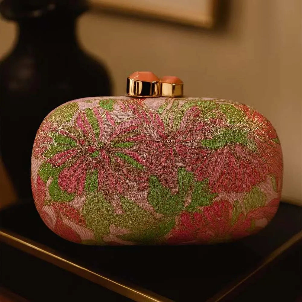 Fabric Evening Handbag Evening Clutch Bags New European and American Style Women's Shoulder and Crossbody Flowered Cloth Wallets