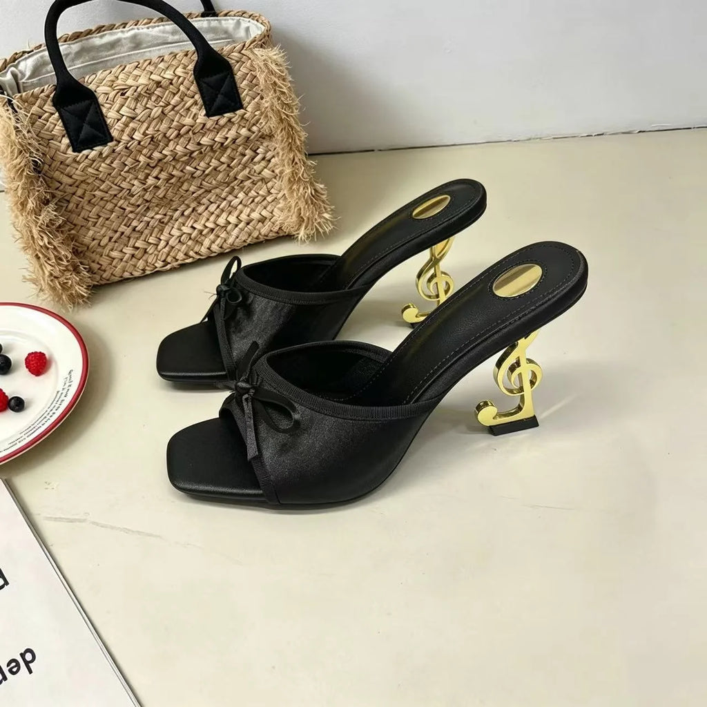 Women's High Heels Fashion Luxury Metal Heels Women Open Toe Sexy Party Women Dress Women Sandals Zapatillas De Mujer