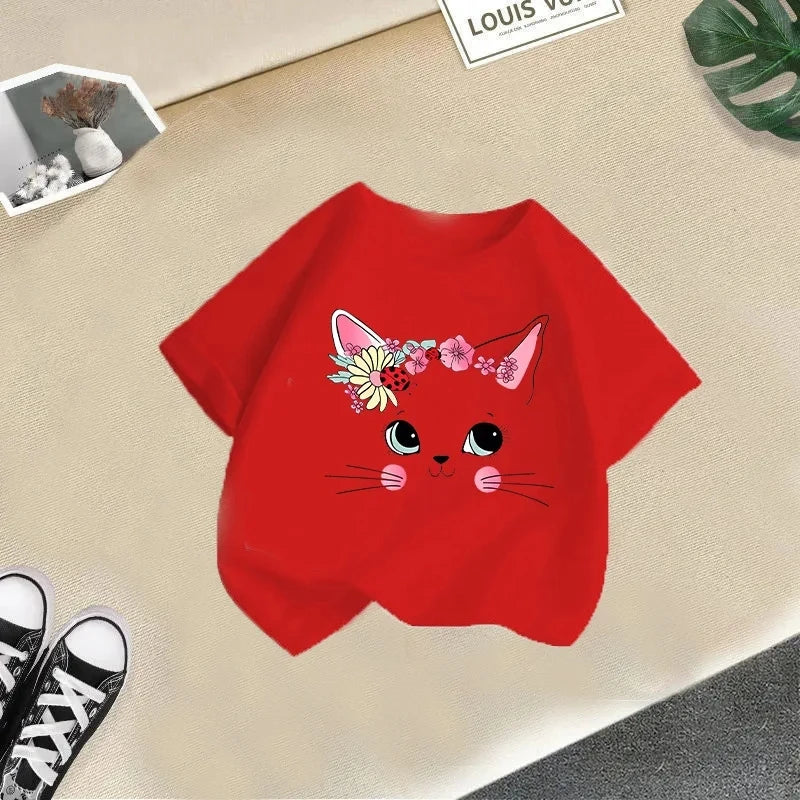 Girls Short Sleeve T-shirt Summer New Children's Top Loose Fashion Short Sleeves Clothes Kids Clothes