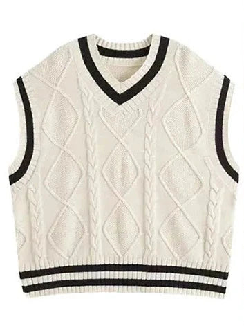 Japan Style Cute Women Sweater Vest Printed Sleeveless Loose Outerwear Knitted Waistcoat 2026 Vintage Y2K Autumn Pullovers Tops