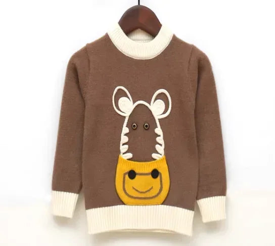 Kids' Sweater 2023Autumn New Boys and Girls Cartoon Sweater Baby Low Collar Bear Sweater Trendy Net Red Fashion