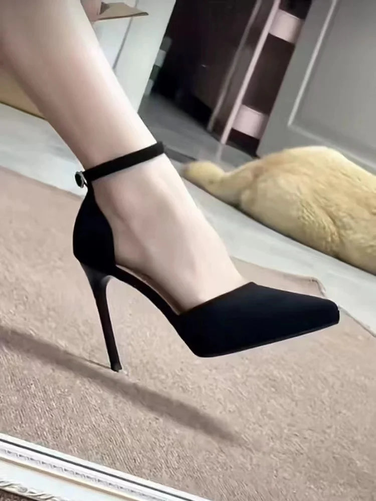 Pointed Toe High Heels Women's Shoes Comfortable Red Sole Waterproof Platform Spring Autumn Etiquette New 2025 Thin Heel