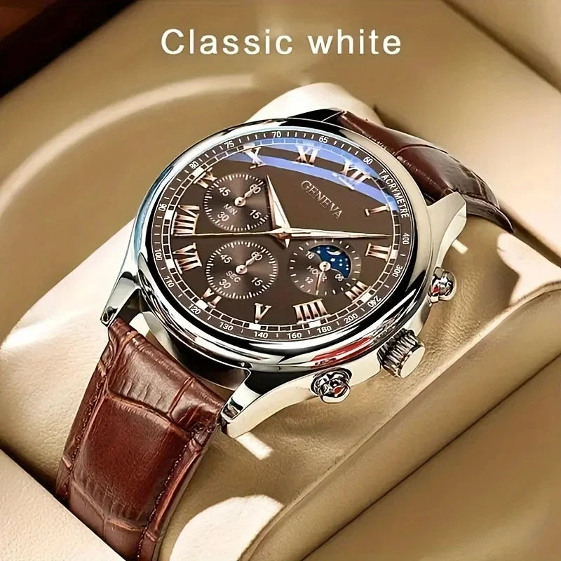 Fashion Roma Dial Men Business Watches  Leather Strap Male's Analog Quartz Wristwatch Relogio Masculino（Without Box）