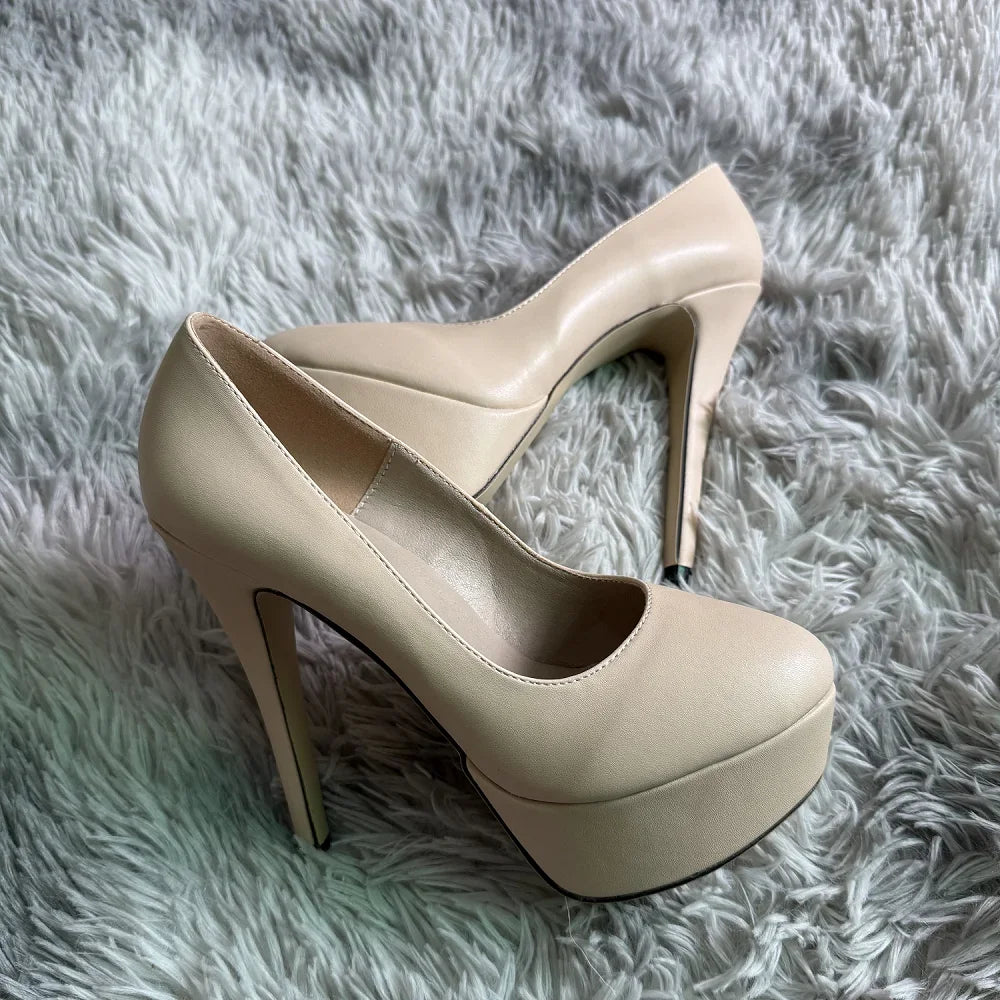 Women's High Heels 14cm Extremely Stripper Pole Dance Stilettos Sexy Platform Pumps Matte Round Toes Party Dress Wedding Shoes