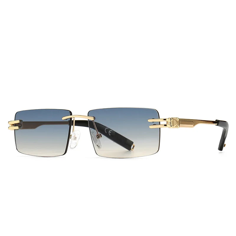 Luxury Small Square Rimless Sunglasses For Women Men Fashion Brand Designer Retro Gradient Shades Trending Sun Glasses UV400