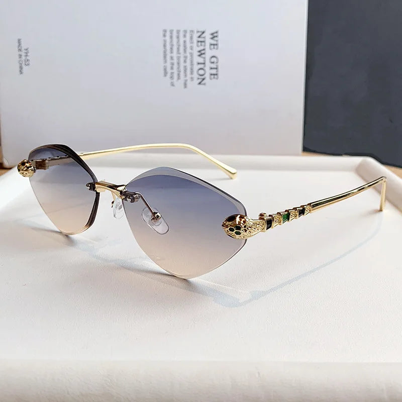 Brand Designer Women's Sunglasses Metal Rimless Design Sunglasses UV400 Sunshade Glasses Women Sunscreen Sun Glasses