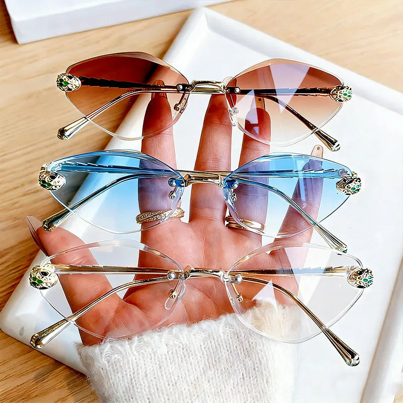 Brand Designer Women's Sunglasses Metal Rimless Design Sunglasses UV400 Sunshade Glasses Women Sunscreen Sun Glasses