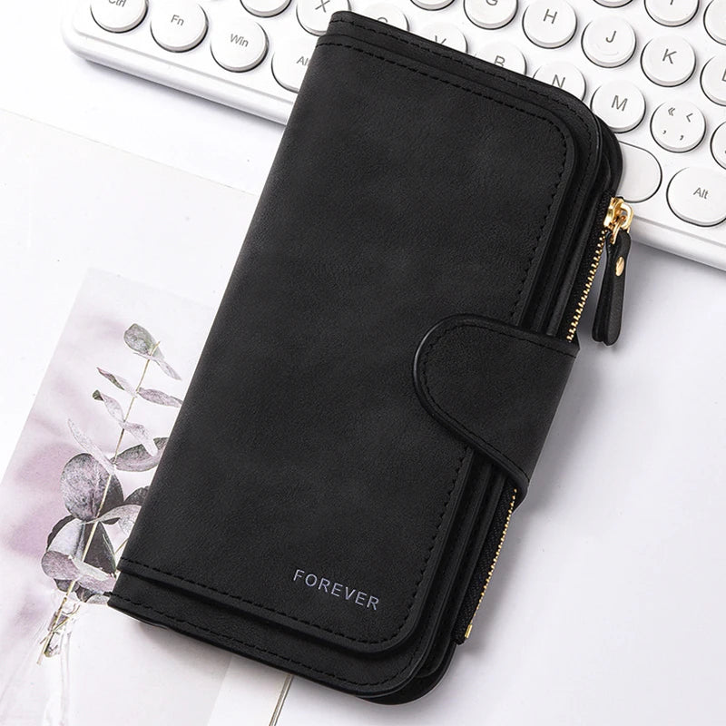 Women Butterfly Long Zipper Wallet Buckle Handbags Coin Purse Soft PU Leather Multi-Card Holder Cute Large Capacity Bag Gift