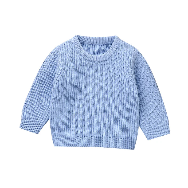 Baby Sweaters Casual Crew Neck Long Sleeve Knitted Newborn Boys Girls Pullovers 1-3Y Infant Unisex Solid Knitwear Toddler Jumper